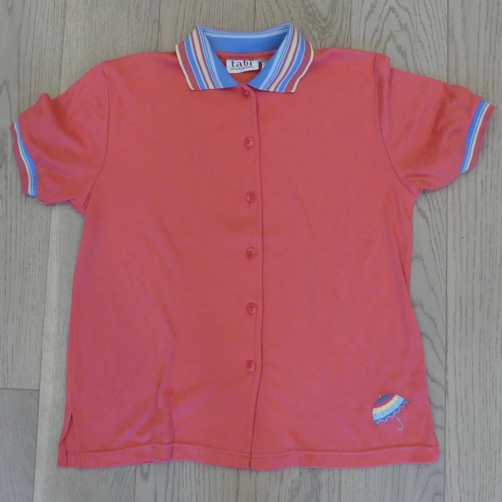 Tabi International Vintage Umbrella Pink Medium Button Down Polo